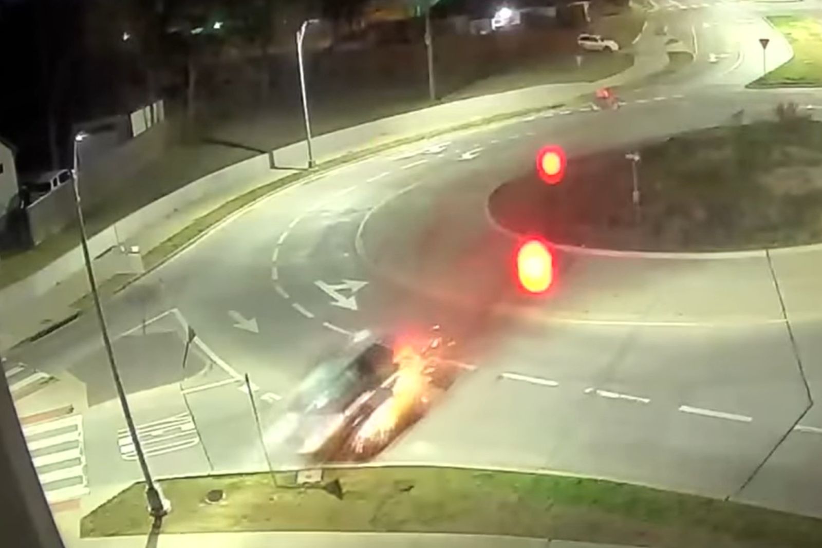 Car Goes Airborne Over Dallas-Area Neighborhood’s Roundabout…AGAIN